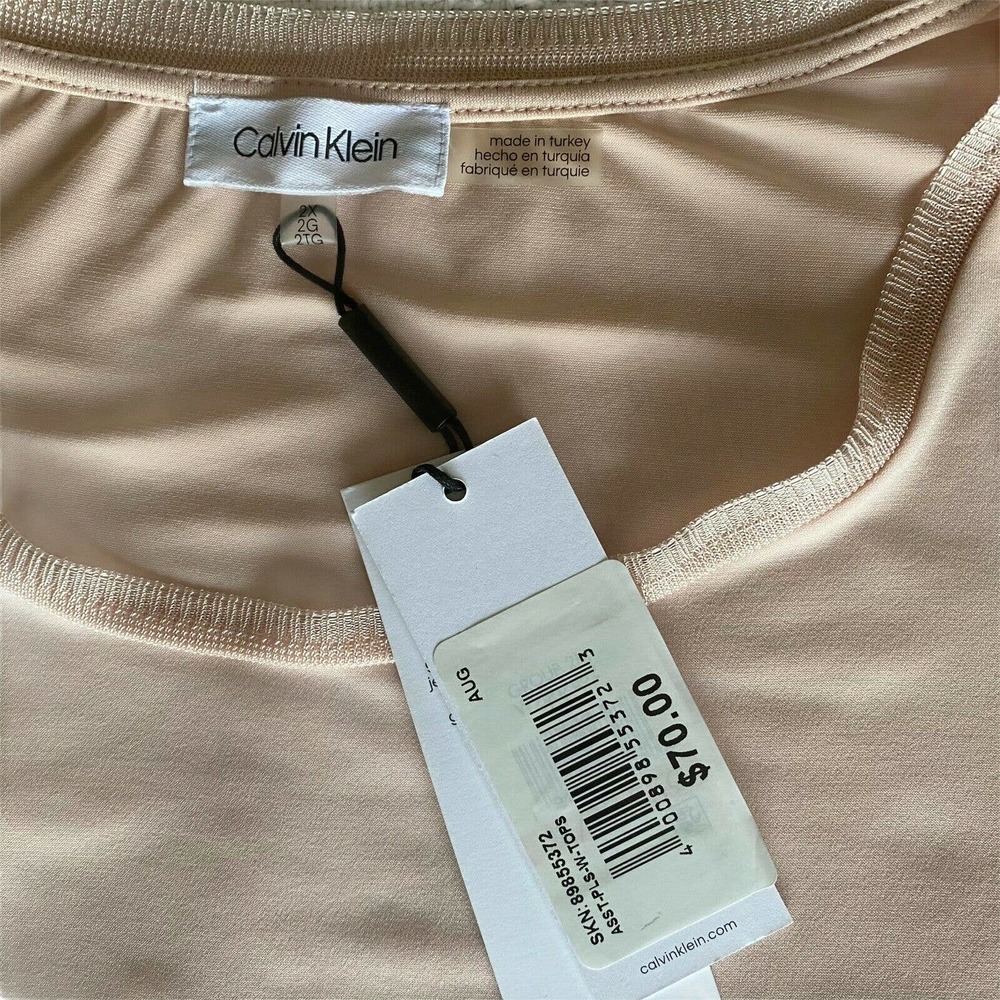 Calvin Klein Women's Top Size 2XL Short Sleeves Embellished Flutter Pink New - Picture 6 of 12